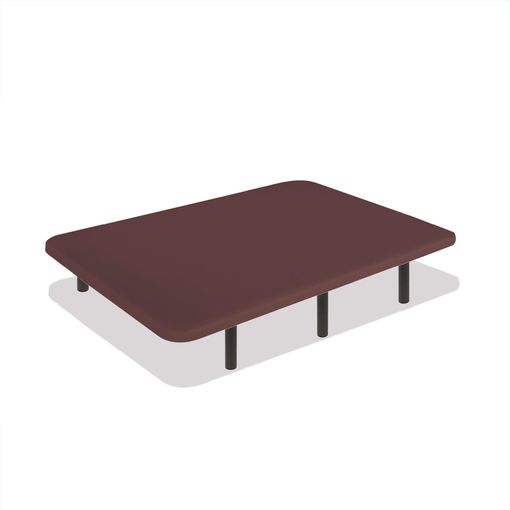 Base Tapizada 3D Gris con Patas de Metálicas de 25 cm, Barras Transversales  de Refuerzo, Medida: 150x190 cm