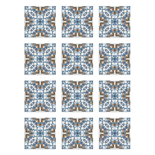 Azulejos Adhesivos 48 Baldosas de de 15x15cm Hidráulico Azul AZULEJOS  ADHESIVOS