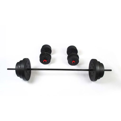 Kit Barra + Mancuernas + 40 Kgs De Discos Pesas Fitness Gym