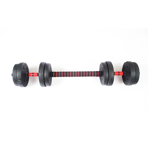 Set de mancuernas ajustable de 30kg con unión/extensor para barra