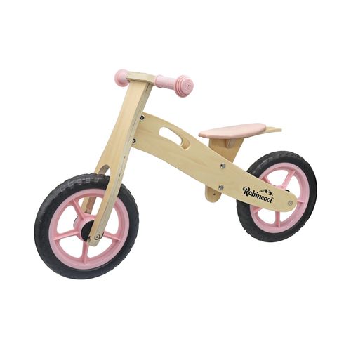 Bicicleta Sin Pedales Montessori Robincool Little Pilot 85x37x52 Cm Correpassillos De Madera Eco Ajustable 3 Alturas Color Rosa