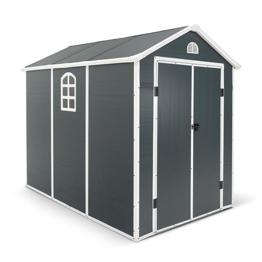 Caseta De Resina Para Exterior Gardiun New Fiorella 5,32m² 278x188x225 Cm Ventanas Laterales Y Respiraderos Antracita/blanco Ofertas Carrefour | Ofertas Carrefour Online