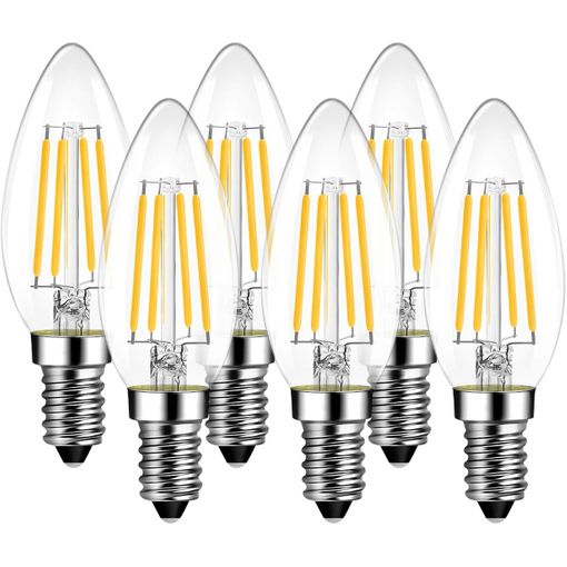 Pack de 6 bombillas LED E14 de filamento 4,5w C35 en 3000K