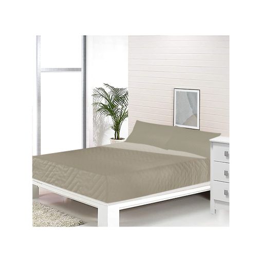 Colcha Bouti para Cama Verano. Colcha cubre cama acolchada reversible  Rombos. Cama 105 - 200 x 260 cm. Color Beige.