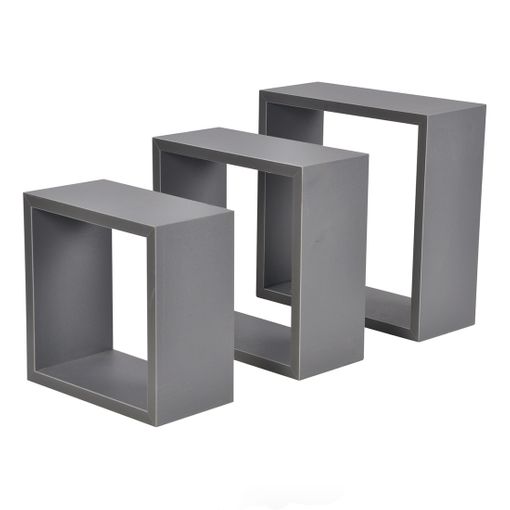 Estanterías de Pared - Baldas de Varios Niveles - Estantes Flotantes con  Fijación invisible, Diseño Rectangular (Gris)