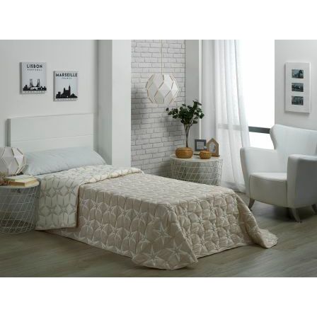 Colcha Bouti Reversible Star Beige Donegal Cama De 150cm 250x270cm