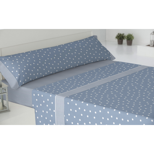 Juego de Sábanas Tres Piezas de Microfibra TEX BASIC Cama 135 cm Azul