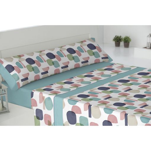 Juego De Sábanas 100% Algodón Pacific Aqua Cama 160cm + 2 Almohadas Donegal  Collections con Ofertas en Carrefour