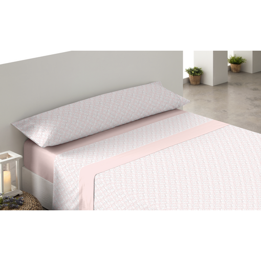 JUEGO DE SÁBANAS IBIZA LISO CAMA 150 C/3 ROSA 4 PIEZAS 100% ALGODÓN