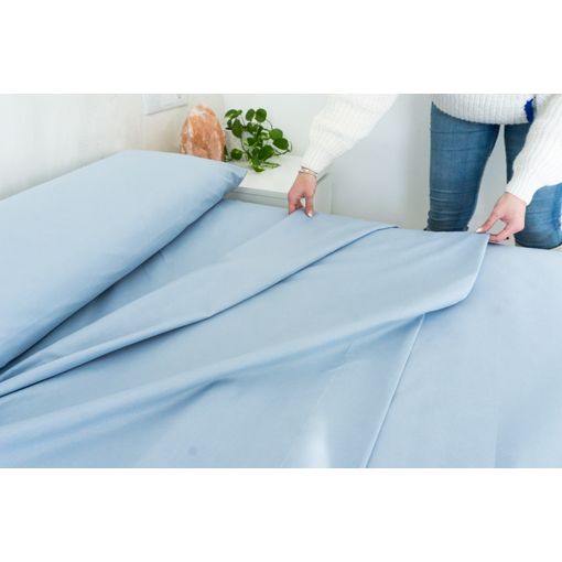 Juego de Sábanas Tres Piezas de Microfibra TEX BASIC Cama 135 cm Azul