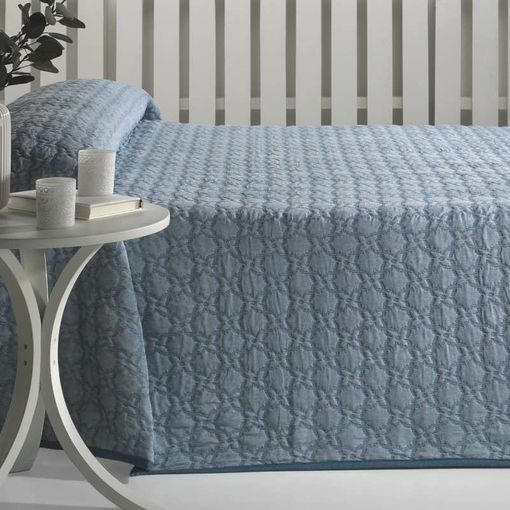 Colcha jacquard verano cubrecama entretiempo cama 105 cm azul