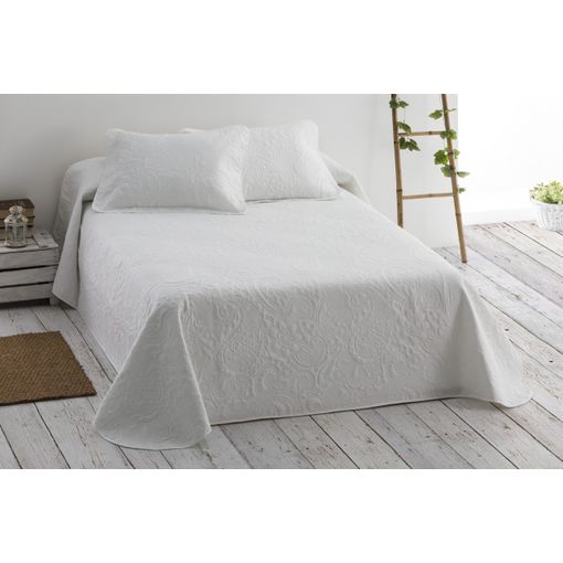 Colcha Lisa + Cojines Acolchada Cama 150 Blanco 250x260cm con Ofertas en  Carrefour