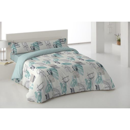 Funda Nórdica Cigeor Azul Cama 90 Cm - 150x220 Cm, Algodón 200 Hilos.  Cierre Con Corchetes. con Ofertas en Carrefour