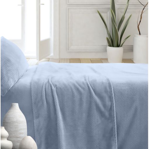 Juego De Sábanas Invierno Coralina Lisa Azul Cama 150cm Donegal con Ofertas  en Carrefour