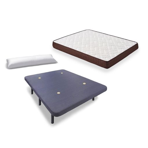 Cama Completa - Colchón Viscobrown Doble Capa Viscosoft, Altura 15 Cm + Base  Tapizada Gris Con Patas De 32 Cm + Almohada De Fibra, 135x190 Cm con  Ofertas en Carrefour