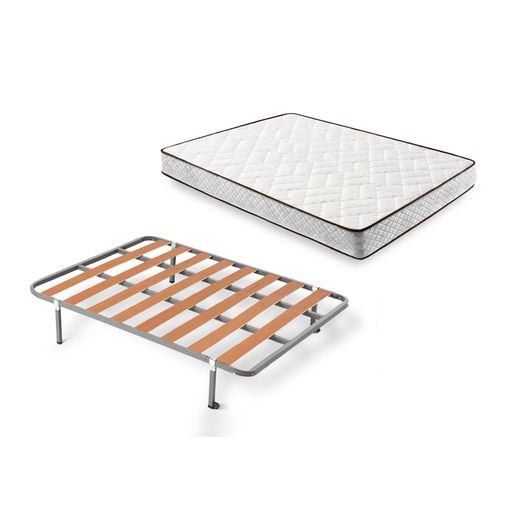 Cama Completa - Colchón Viscobrown Doble Capa Viscosoft, Altura 15 Cm +  Somier Lama Ancha Con Patas De 25 Cm + Almohada De Fibra, 135x200 Cm con  Ofertas en Carrefour