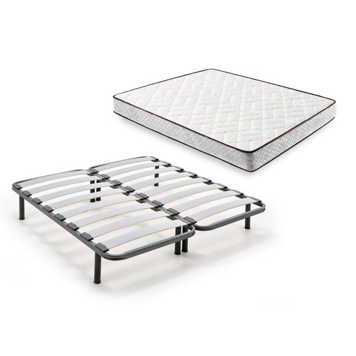 Cama Completa - Colchón Flexitex Con Tejido 3d Y Aloe Vera, Altura 18 Cm +  Somier Lama Curva Con Patas De 25 Cm + Almohada De Fibra, 120x180 Cm con  Ofertas en Carrefour