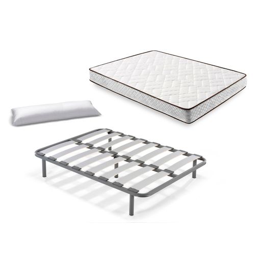 Cama Completa - Colchón Flexitex Con Tejido 3d Y Aloe Vera, Altura 18 Cm +  Somier Lama Curva Con Patas De 25 Cm + Almohada De Fibra, 120x180 Cm con  Ofertas en Carrefour