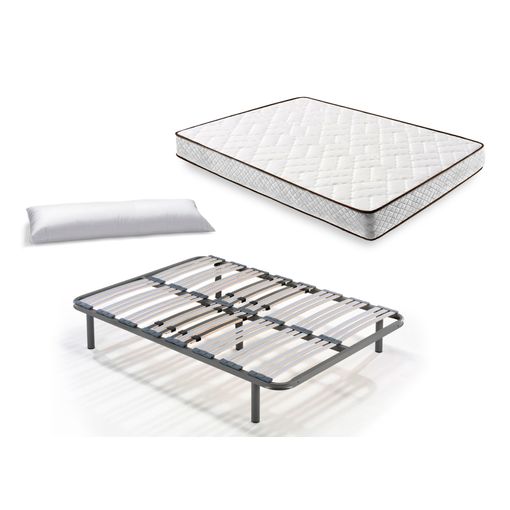 Cama Completa - Colchón Flexitex + Base Tapizada 3d + 6 Patas De 32cm +  Almohada De Fibra, 135x200 Cm con Ofertas en Carrefour