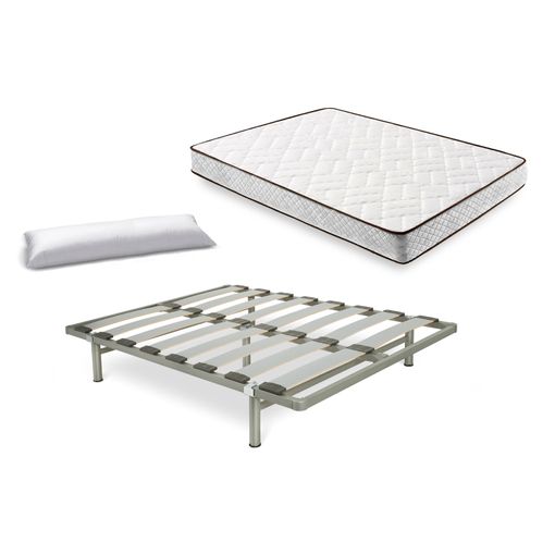 Cama Completa - Colchón Flexitex Con Tejido 3d Y Aloe Vera, Altura 18 Cm +  Somier Lama Ancha Con Patas De 32 Cm + Almohada De Fibra, 105x190 Cm con  Ofertas en Carrefour