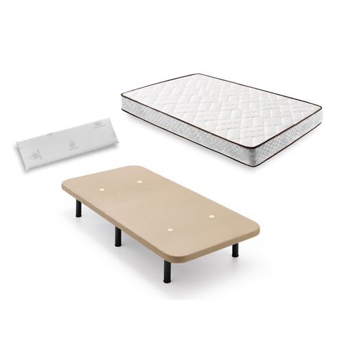 Pack Base Tapizada Tapiflex Flex Beige 135x190 + Colchón Viscogel Enzo  Firmeza Alta con Ofertas en Carrefour