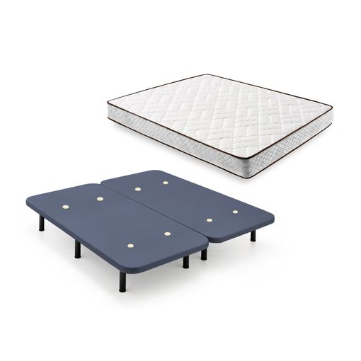 Cama Completa - Base Tapizada Color Beige Con Patas De 26 Cm (2 Bases  Tapizadas De 80 Con Abrazadera) + Colchón Memory Fresh 3d, 160x190 Cm con  Ofertas en Carrefour