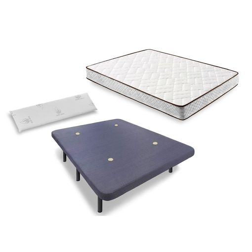 Cama Completa - Colchón Flexitex + Base Tapizada 3d + 6 Patas De 26cm +  Almohada De Fibra, 135x190 Cm con Ofertas en Carrefour