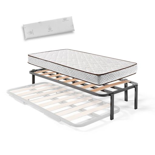 Cama Completa - Colchón Viscoelástico Viscorelax + Base Tapizada 3d Color  Negro + 6 Patas De 26cm + Almohada De Fibra, 135x190 Cm con Ofertas en  Carrefour