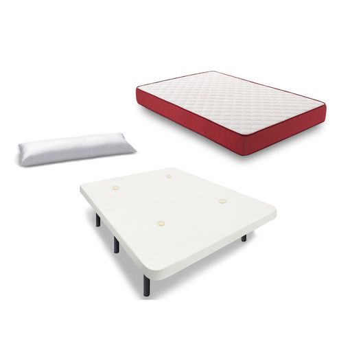 Base Tapizada 3d Color Blanco + 6 Patas Cilíndricas De 26 Cm + Colchon  Viscoplus 15 + Almohada De Fibra, 135x190 Cm con Ofertas en Carrefour