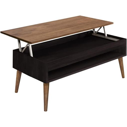 Mesa De Centro Elevable Con Cajón, Estilo Escandinavo, Acabado Encerado Y  Negro, Madera Maciza Pino 100% Natural. Medidas: 100 X 50 X 47 Cm con  Ofertas en Carrefour