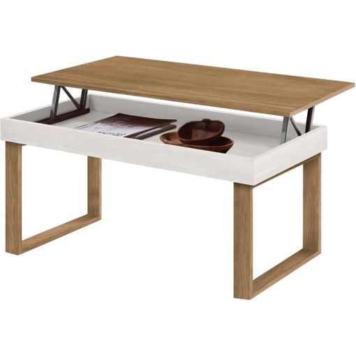 Mesa de centro Odin elevable madera maciza acabado color blanco