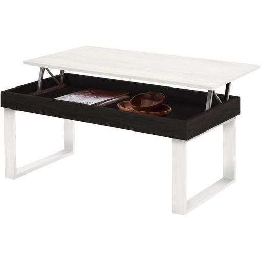 Odin, Mesa Centro Elevable Madera Maciza, Acabado Blanco Y Negro con  Ofertas en Carrefour