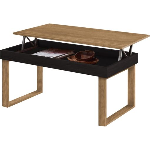 Odin, Mesa Centro Elevable Madera Maciza, Acabado Blanco Y Negro con  Ofertas en Carrefour