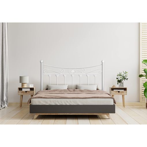 Cabecero de forja Manchego, color Blanco Cabezal para cama de 135 cm, Cama  Matrimonio (140 cm x 125 )