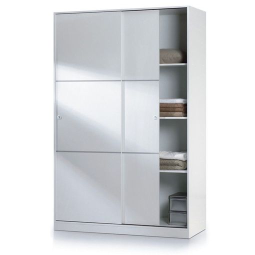 Armario Puertas Correderas Lupión En Blanco Brillo - Natural. 204  Cm(alto)120 Cm(ancho)50 Cm(largo) , Color - Natural-blanco Brillo con  Ofertas en Carrefour