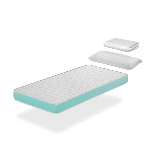 Pack Colchon 70x190 Ekozen Cama Infantil, Altura 14 Cm + 1 Almohada Viscoelastica 70x35 + 1 Protector Colchon 70x190
