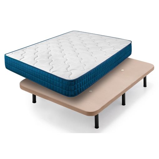 Cama Completa - Colchón Flexitex + Base Tapizada 3d + 6 Patas De 26cm +  Almohada De Fibra, 135x190 Cm con Ofertas en Carrefour