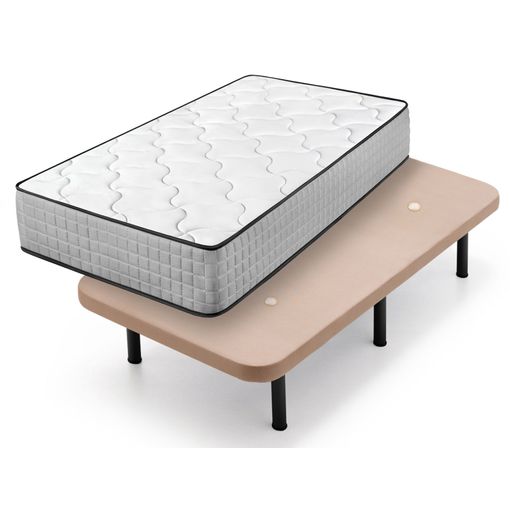 Colchón Viscoelástico Top Dream + Base Tapizada, 90x200 Cm, Color Beige, Con 6 Patas De 25 Cm con Ofertas en Carrefour