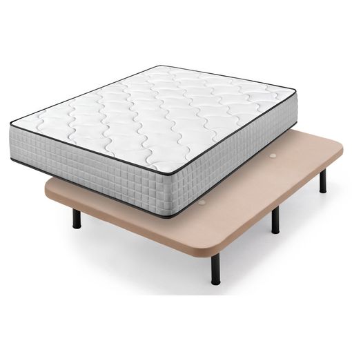 Cama Completa - Colchón Flexitex + Base Tapizada 3d + 6 Patas De 32cm +  Almohada De Fibra, 135x200 Cm con Ofertas en Carrefour