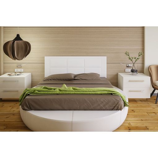 Cabecero cama queen 160 x 60 rombos blanco tela