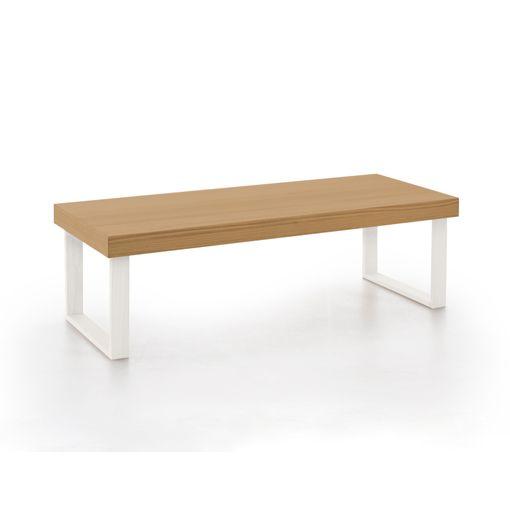 Mesa de centro salón madera maciza natural patas de madera color blanco