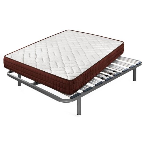 Cama Completa - Colchón Flexitex Con Tejido 3d Y Aloe Vera, Altura 18 Cm +  Somier Lama Curva Con Patas De 25 Cm + Almohada De Fibra, 120x180 Cm con  Ofertas en Carrefour