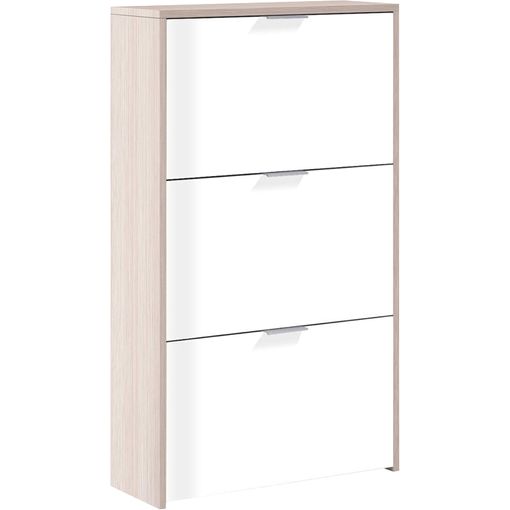 Zapatero Sokndal Con 3+1 Puertas Abatibles Metal 118 X 50 X 15 Cm Blanco  [en.casa] con Ofertas en Carrefour