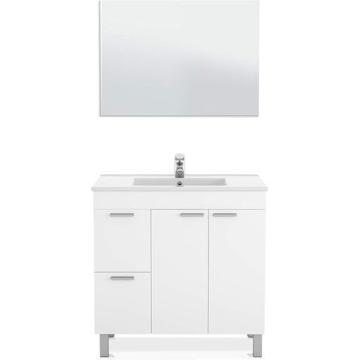 Mueble De Baño Lupe 2 Puertas Con Espejo, Sin Lavabo, Color Blanco Brillo  con Ofertas en Carrefour