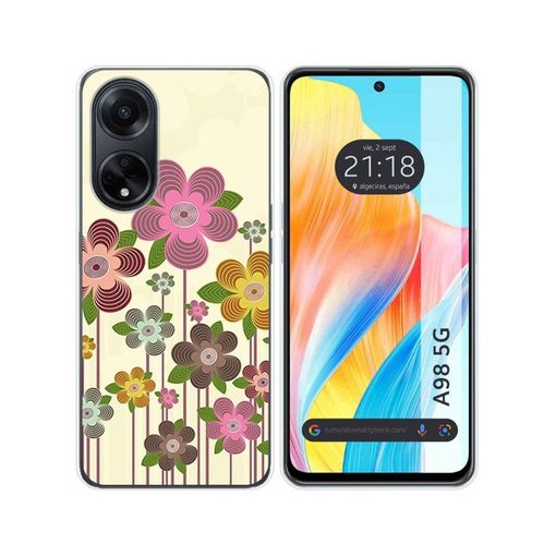 Oppo A98 5G Funda Gel Tpu Silicona transparente dibujo Flores 01