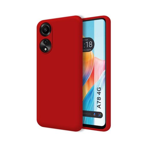 Funda Silicona Líquida Ultra Suave Oppo A78 4g Color Roja con