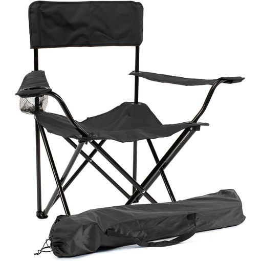 Silla Camping Plegable Playa Estructura Metálica + Bolsa Color Negro