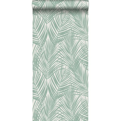 Papel Pintado Estahome Hojas De Palmera Menta Verde - 139005 - 0,53 X 10,05 M