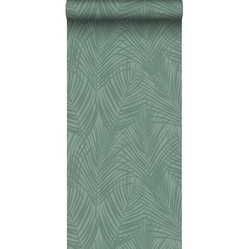 Papel Pintado Estahome Hojas De Palmera Verde Mar - 139302 - 0,53 X 10,05 M