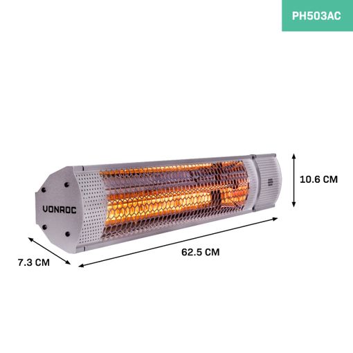 Calefactor de infrarrojos para terrazas - 2000W - Plata